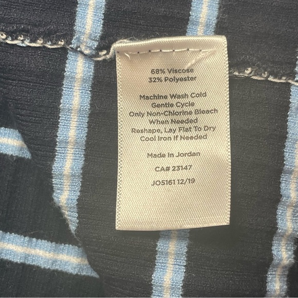 Talbots Navy Light Blue Stripe Mock Neck Sleeveless Sweater Large Office Casual - Picture 8 of 10